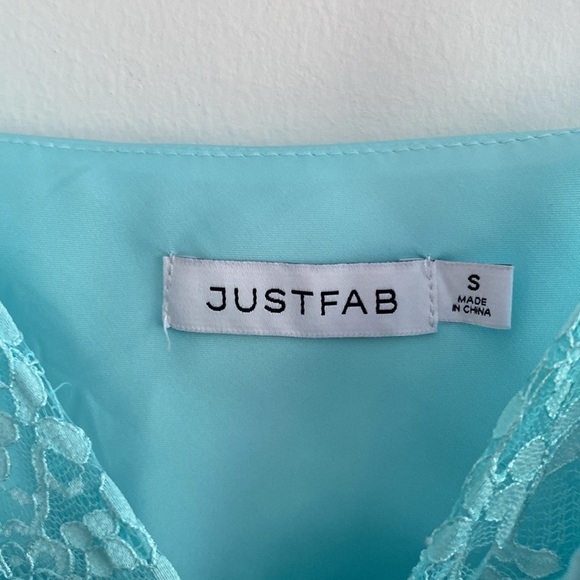 Light Blue Satin Camisole with Lace Trim - Picture 2 of 6